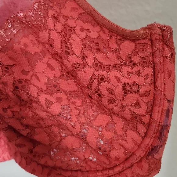 VICTORIA SECTRET Elegant Lace Coral Bra Size 40DDD. - Picture 4 of 11